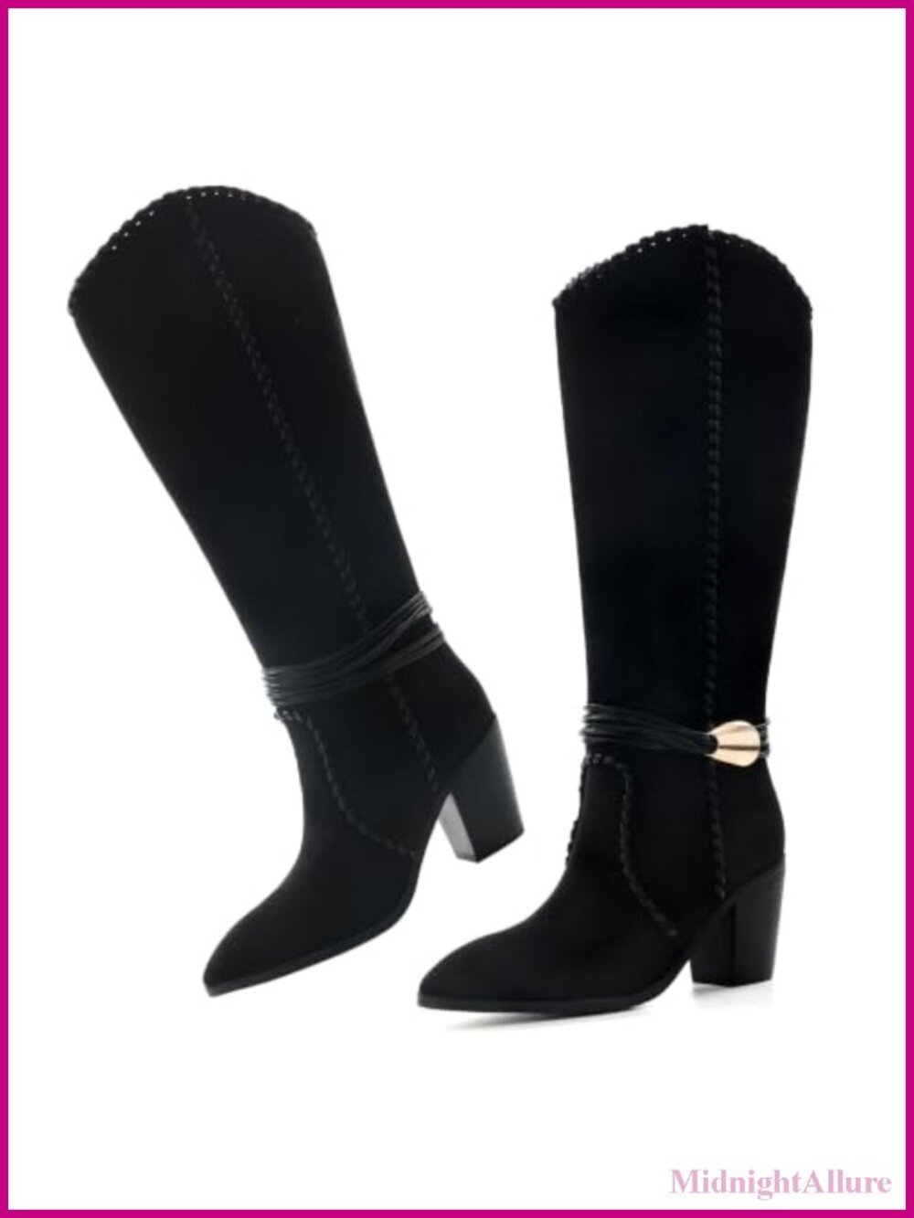 Women's Knee High Cowgirl Boots Block Heel